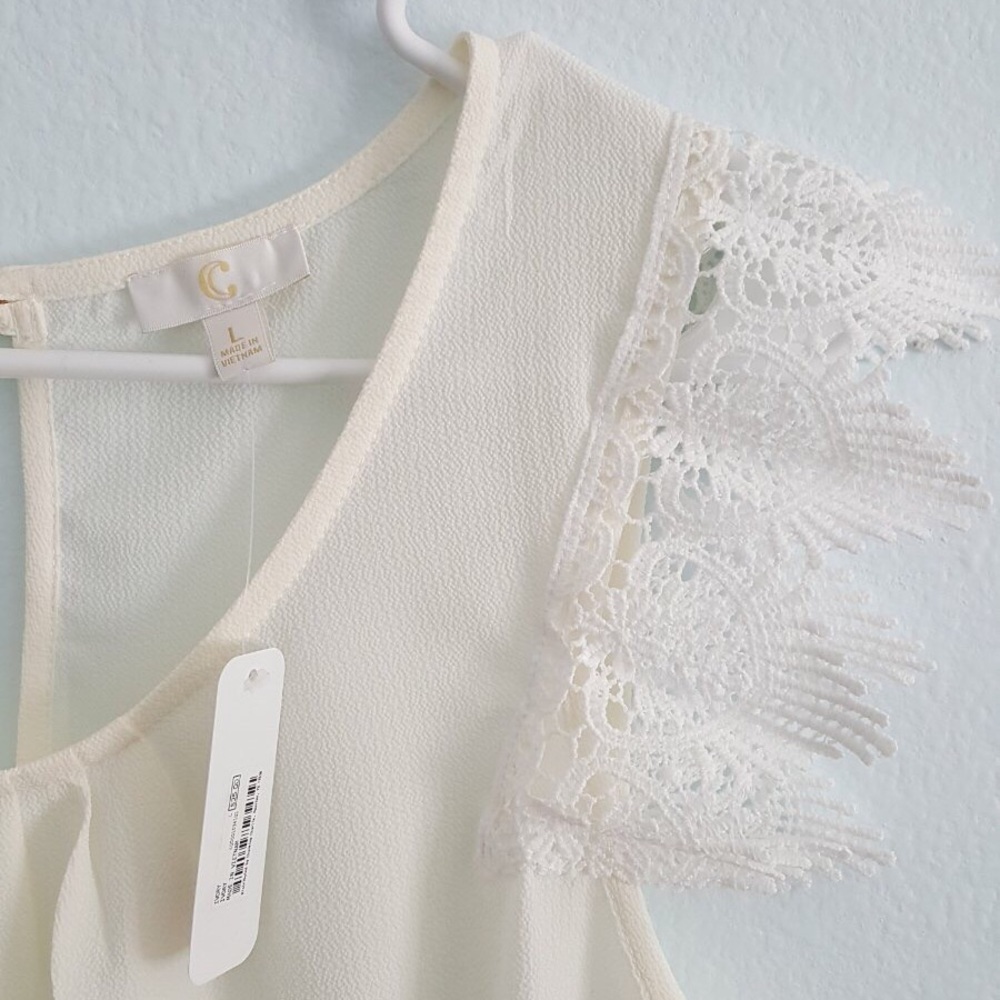 NWT Charming Charlie White Sleeveless Blouse Top - Picture 6 of 8